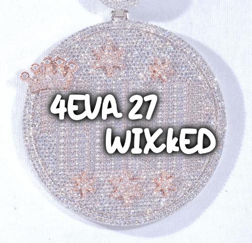 CUSTOM LETTER NECKLACE 3D BIG CROWN DISC