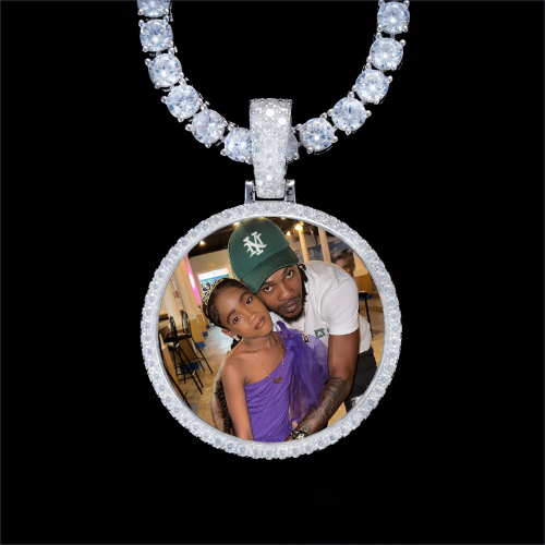 925S & VVS Moissanite 3D Circle Custom Picture Pendant