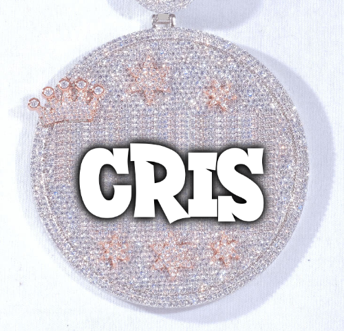CUSTOM LETTER NECKLACE 3D BIG CROWN DISC