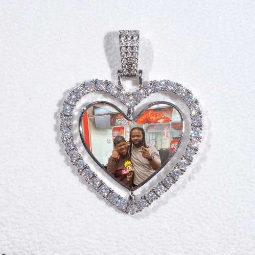 3D Spinning 2-Faced Heart Custom Picture Pendant