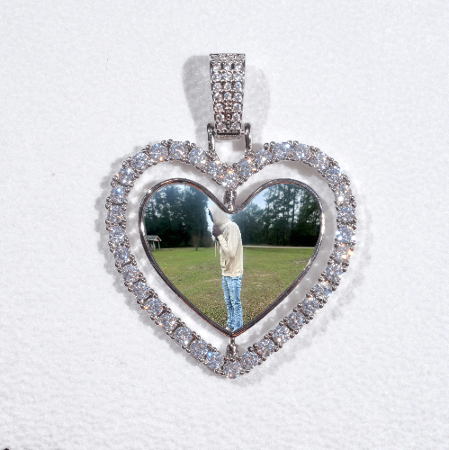 3D Spinning 2-Faced Heart Custom Picture Pendant