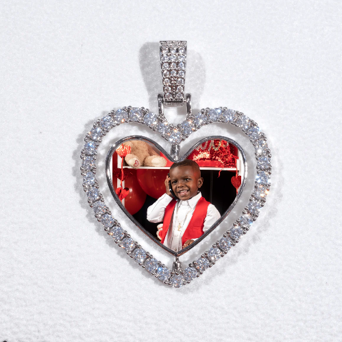 3D Spinning 2-Faced Heart Custom Picture Pendant