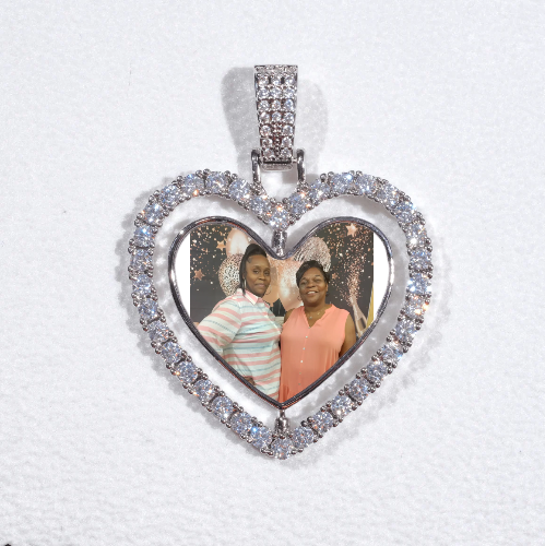 3D Spinning 2-Faced Heart Custom Picture Pendant