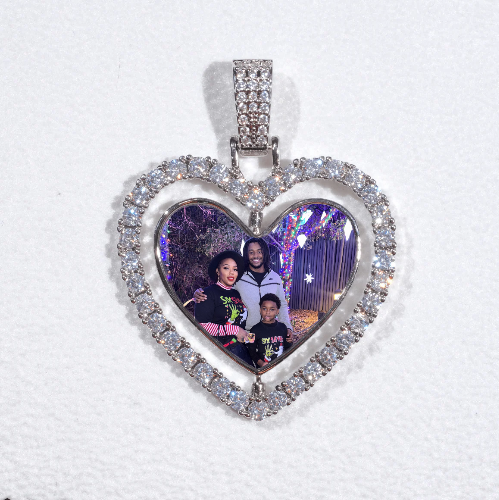3D Spinning 2-Faced Heart Custom Picture Pendant