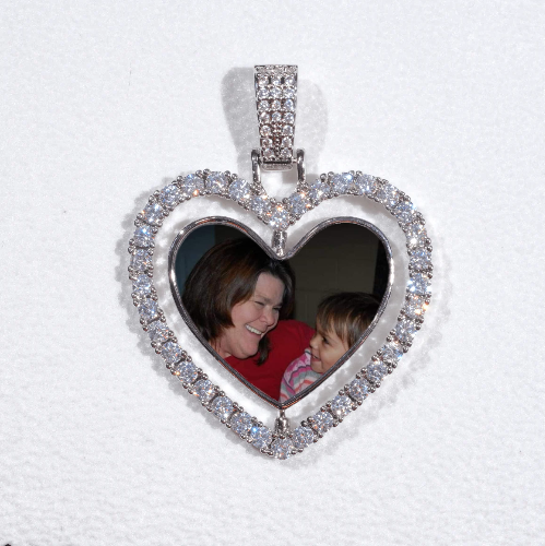 3D Spinning 2-Faced Heart Custom Picture Pendant