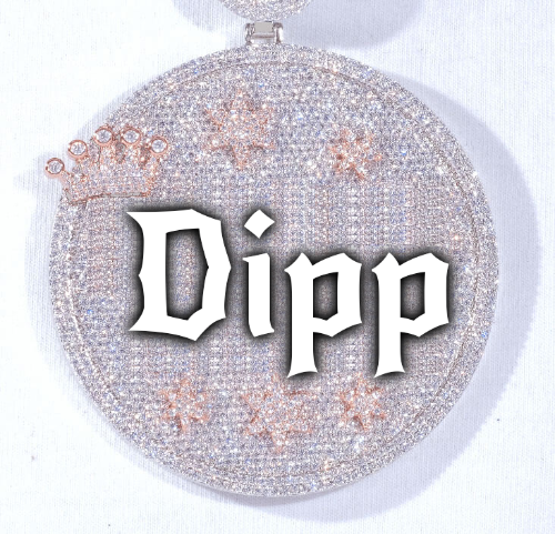 CUSTOM LETTER NECKLACE 3D BIG CROWN DISC