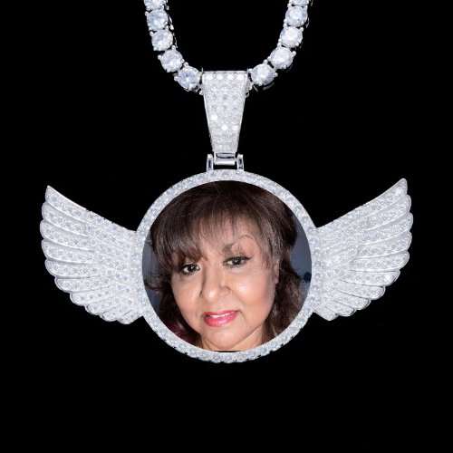 925S & VVS Moissanite 3D Wing Custom Picture Pendant