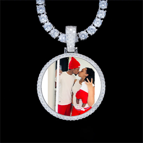925S & VVS Moissanite 3D Circle Custom Picture Pendant