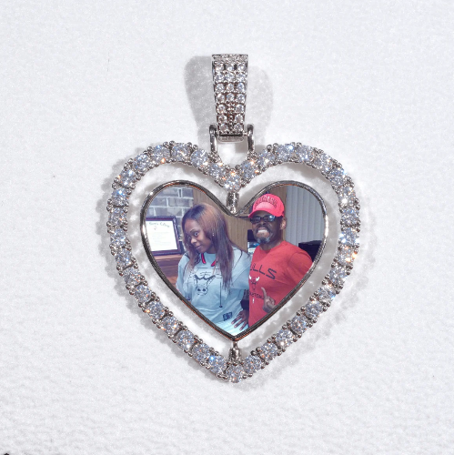 3D Spinning 2-Faced Heart Custom Picture Pendant