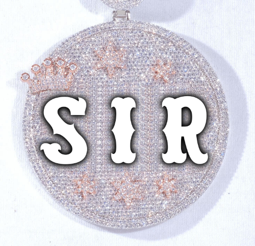 CUSTOM LETTER NECKLACE 3D BIG CROWN DISC