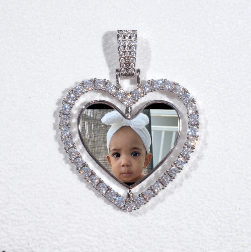 3D Spinning 2-Faced Heart Custom Picture Pendant
