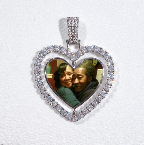 3D Spinning 2-Faced Heart Custom Picture Pendant