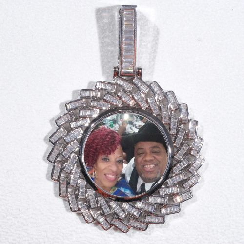 Large 3D Baguette Custom Picture Pendant