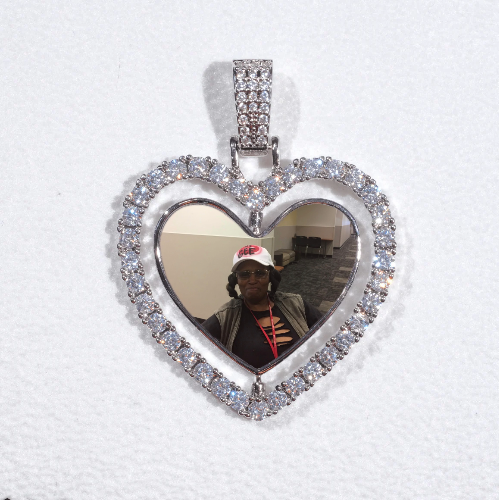3D Spinning 2-Faced Heart Custom Picture Pendant