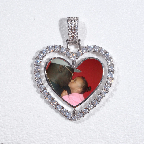 3D Spinning 2-Faced Heart Custom Picture Pendant