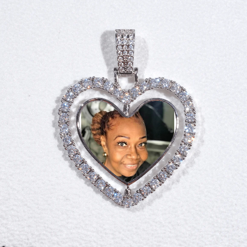3D Spinning 2-Faced Heart Custom Picture Pendant