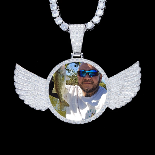 925S & VVS Moissanite 3D Wing Custom Picture Pendant