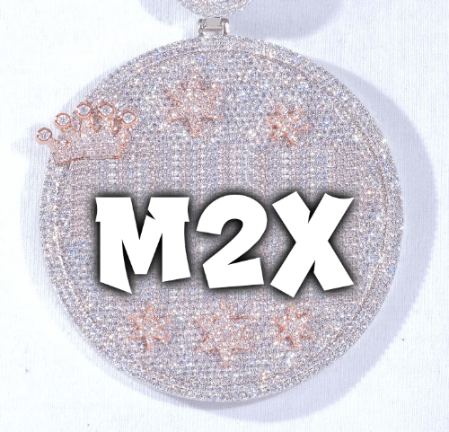 CUSTOM LETTER NECKLACE 3D BIG CROWN DISC