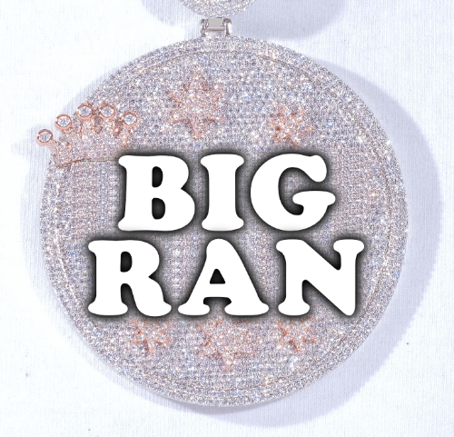 CUSTOM LETTER NECKLACE 3D BIG CROWN DISC