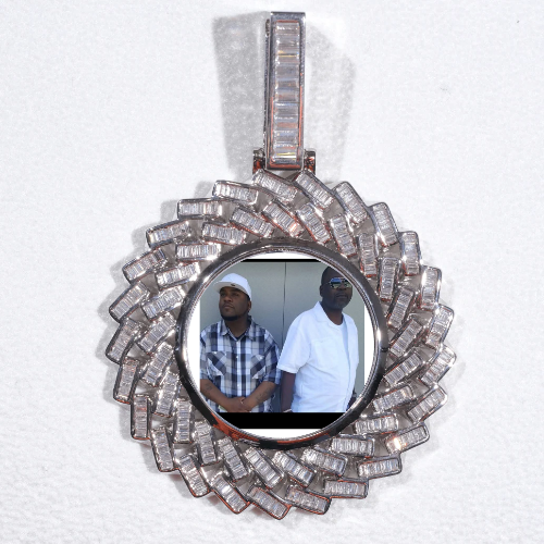 Large 3D Baguette Custom Picture Pendant