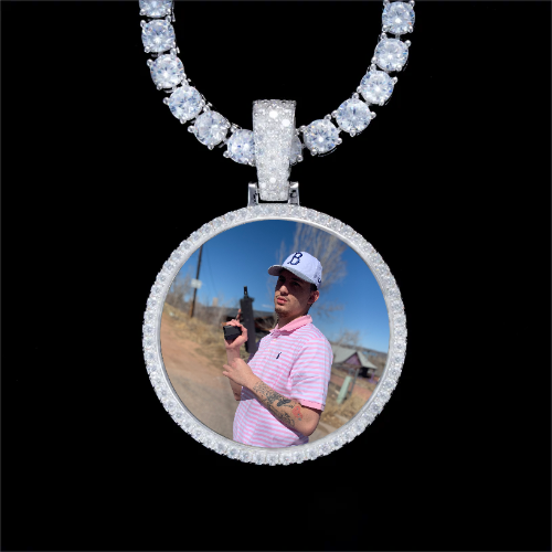 925S & VVS Moissanite 3D Circle Custom Picture Pendant