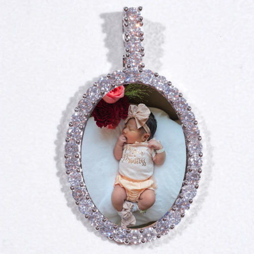 Large 3D Oval Custom Picture Pendant