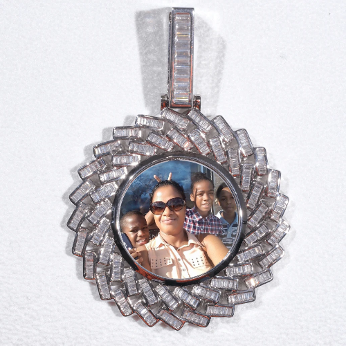 Large 3D Baguette Custom Picture Pendant