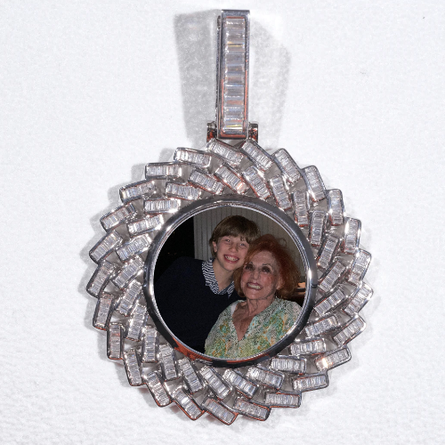 Large 3D Baguette Custom Picture Pendant