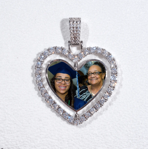 3D Spinning 2-Faced Heart Custom Picture Pendant