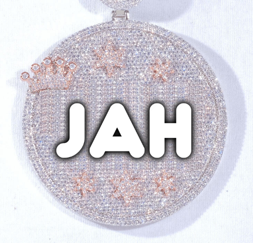 CUSTOM LETTER NECKLACE 3D BIG CROWN DISC