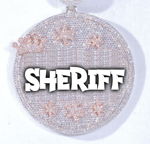 CUSTOM LETTER NECKLACE 3D BIG CROWN DISC