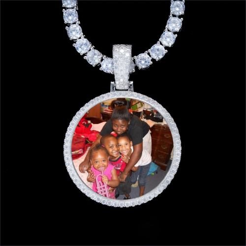 925S & VVS Moissanite 3D Circle Custom Picture Pendant
