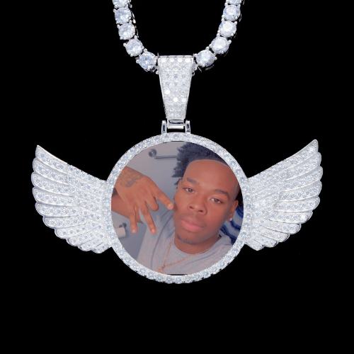 925S & VVS Moissanite 3D Wing Custom Picture Pendant
