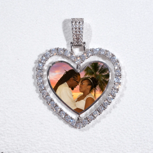3D Spinning 2-Faced Heart Custom Picture Pendant