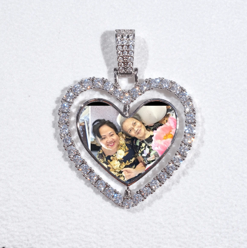 3D Spinning 2-Faced Heart Custom Picture Pendant