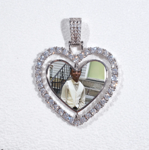 3D Spinning 2-Faced Heart Custom Picture Pendant