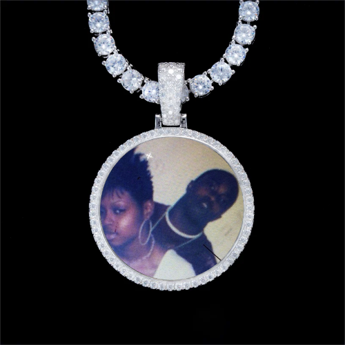 925S & VVS Moissanite 3D Circle Custom Picture Pendant