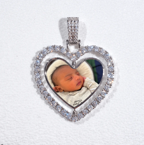 3D Spinning 2-Faced Heart Custom Picture Pendant