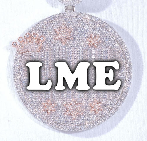 CUSTOM LETTER NECKLACE 3D BIG CROWN DISC