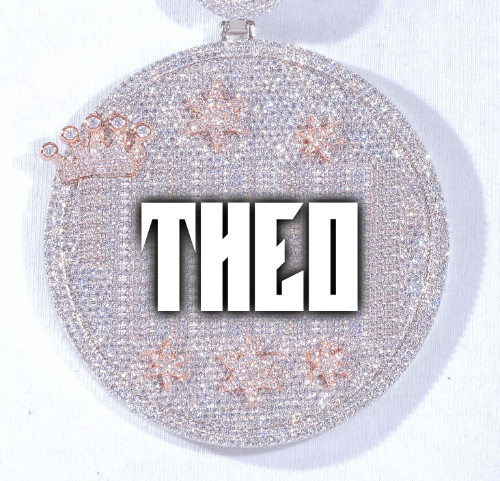 CUSTOM LETTER NECKLACE 3D BIG CROWN DISC