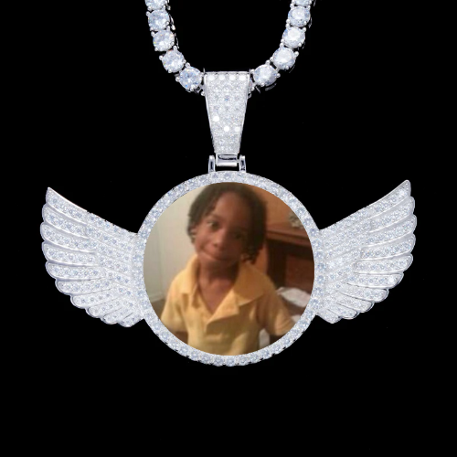 925S & VVS Moissanite 3D Wing Custom Picture Pendant