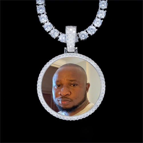 925S & VVS Moissanite 3D Circle Custom Picture Pendant