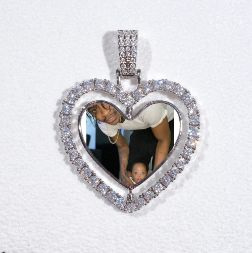 3D Spinning 2-Faced Heart Custom Picture Pendant