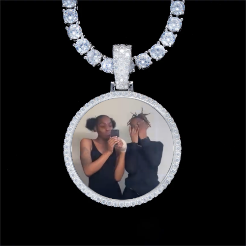 925S & VVS Moissanite 3D Circle Custom Picture Pendant