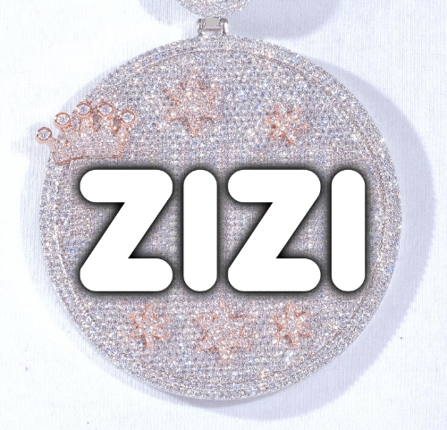 CUSTOM LETTER NECKLACE 3D BIG CROWN DISC