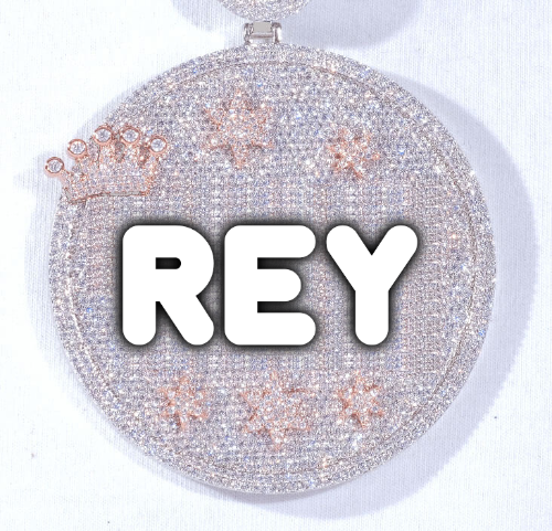 CUSTOM LETTER NECKLACE 3D BIG CROWN DISC