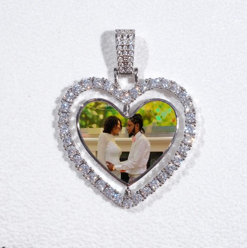 3D Spinning 2-Faced Heart Custom Picture Pendant