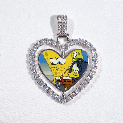 3D Spinning 2-Faced Heart Custom Picture Pendant