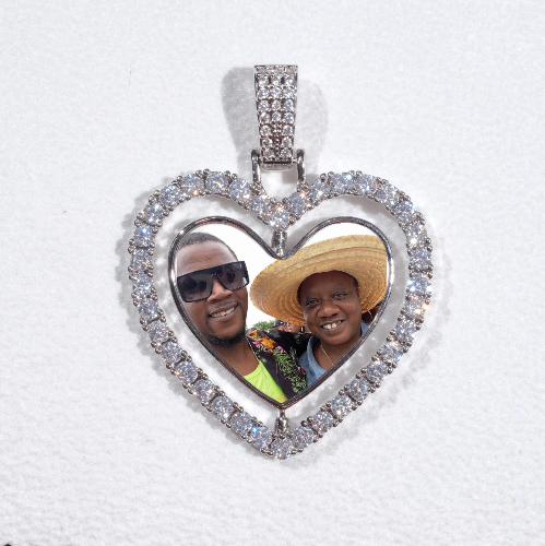3D Spinning 2-Faced Heart Custom Picture Pendant