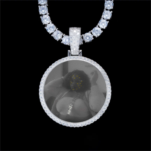 925S & VVS Moissanite 3D Circle Custom Picture Pendant